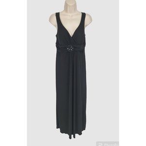 EN FOCUS SUTIO Womens Maxi Dress Size 10 Black Jersey Sweetheart Neck  45P